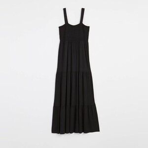 LOFT Black Smocked Maxi Dress